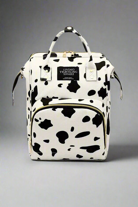 Bright White Cow Canvas Backpack