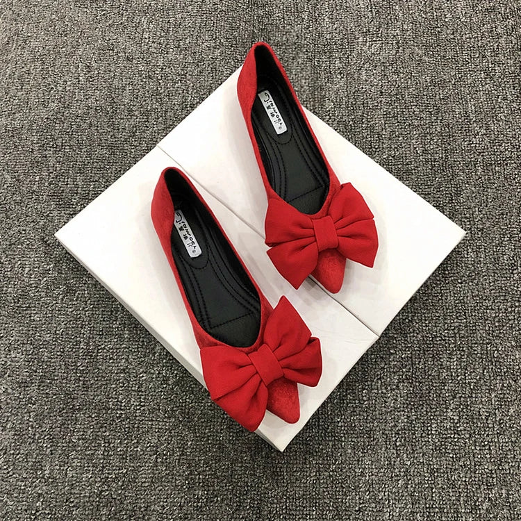 Women's Flats with Bow Flat Heel Ladies Shoes for Women Flats Comfortable Butterfly-knot Nude Flats Zapatos De Mujer Loafers