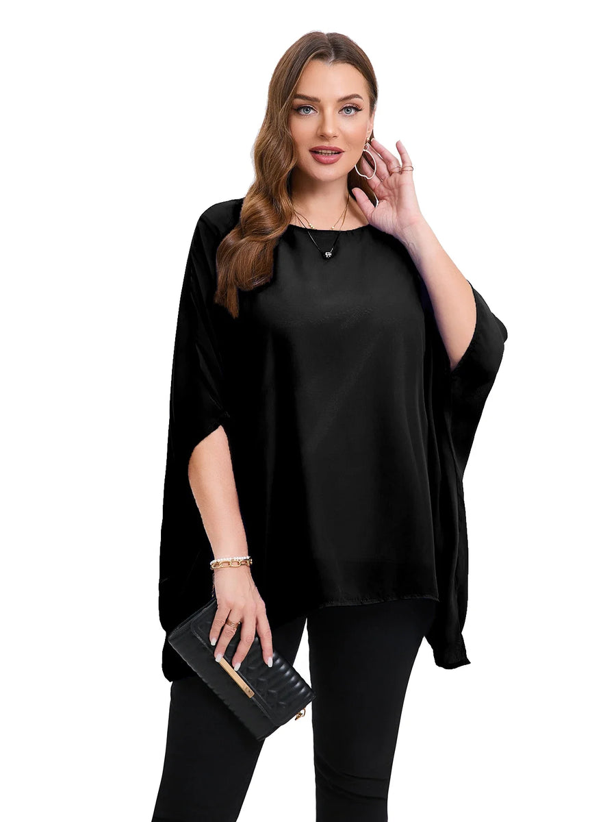 Curve Elegant Batwing Chiffon Blouse