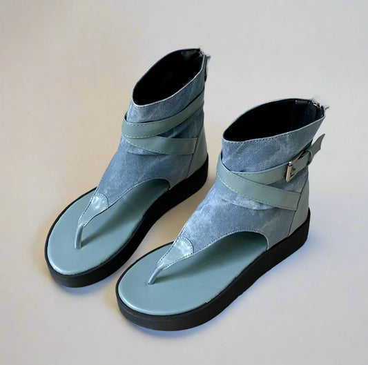 Denim Ankle Sandal Boots