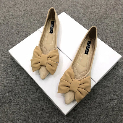 Women's Flats with Bow Flat Heel Ladies Shoes for Women Flats Comfortable Butterfly-knot Nude Flats Zapatos De Mujer Loafers