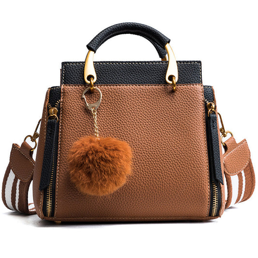 Brown Satchel Tassel Puff Shoulder Bag