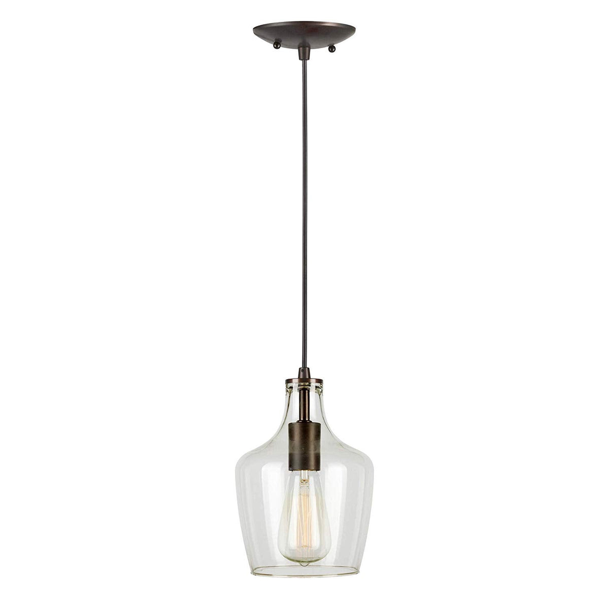 Forte  2679-01-55 9 One Light Cord-Hung Glass Mini Pendant, Brushed Nickel