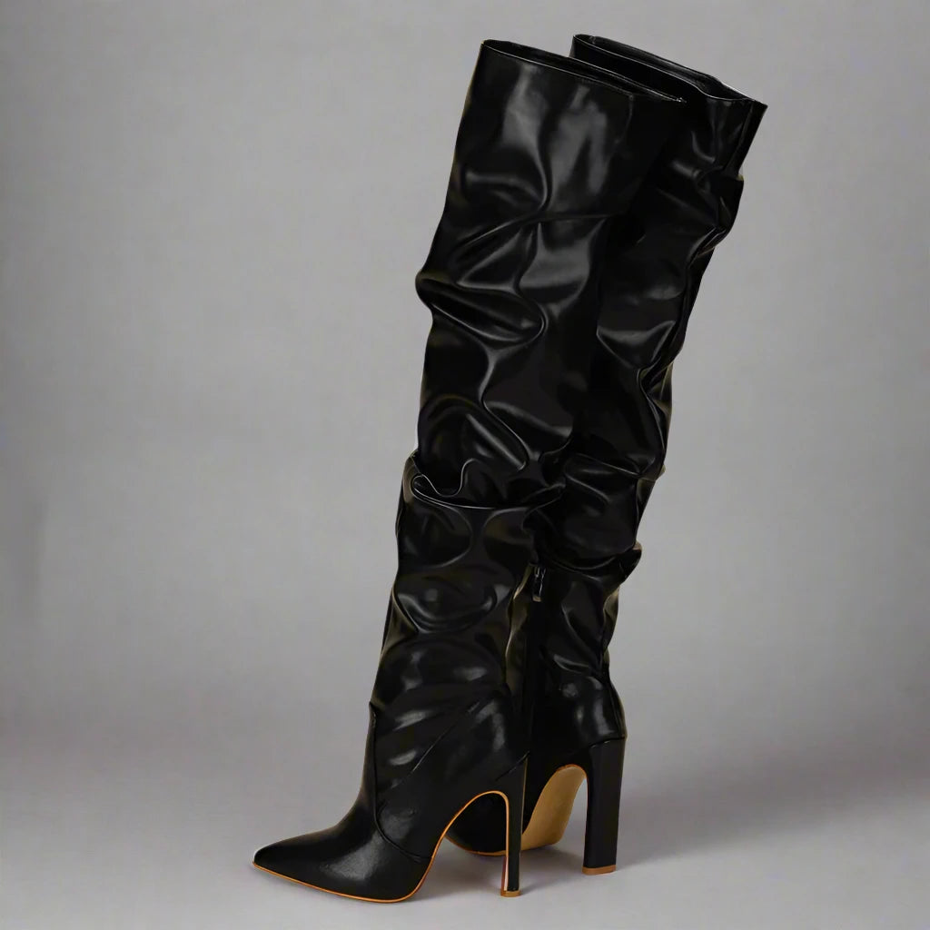 Eilyken Pleated Thigh High Boots