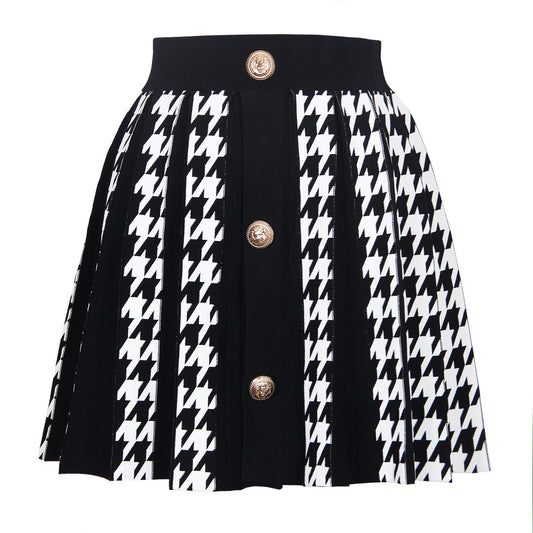 Knitted Houndstooth Skirt