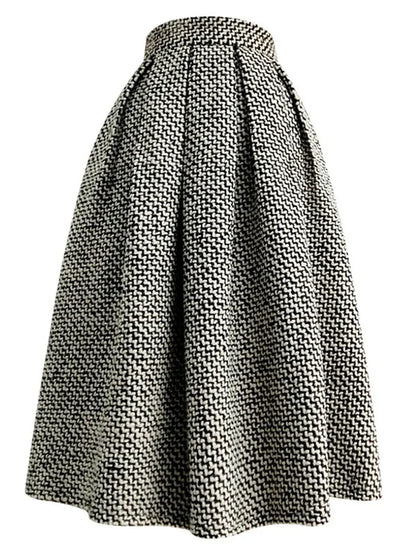 Woven Tweed Houndstooth Skirt