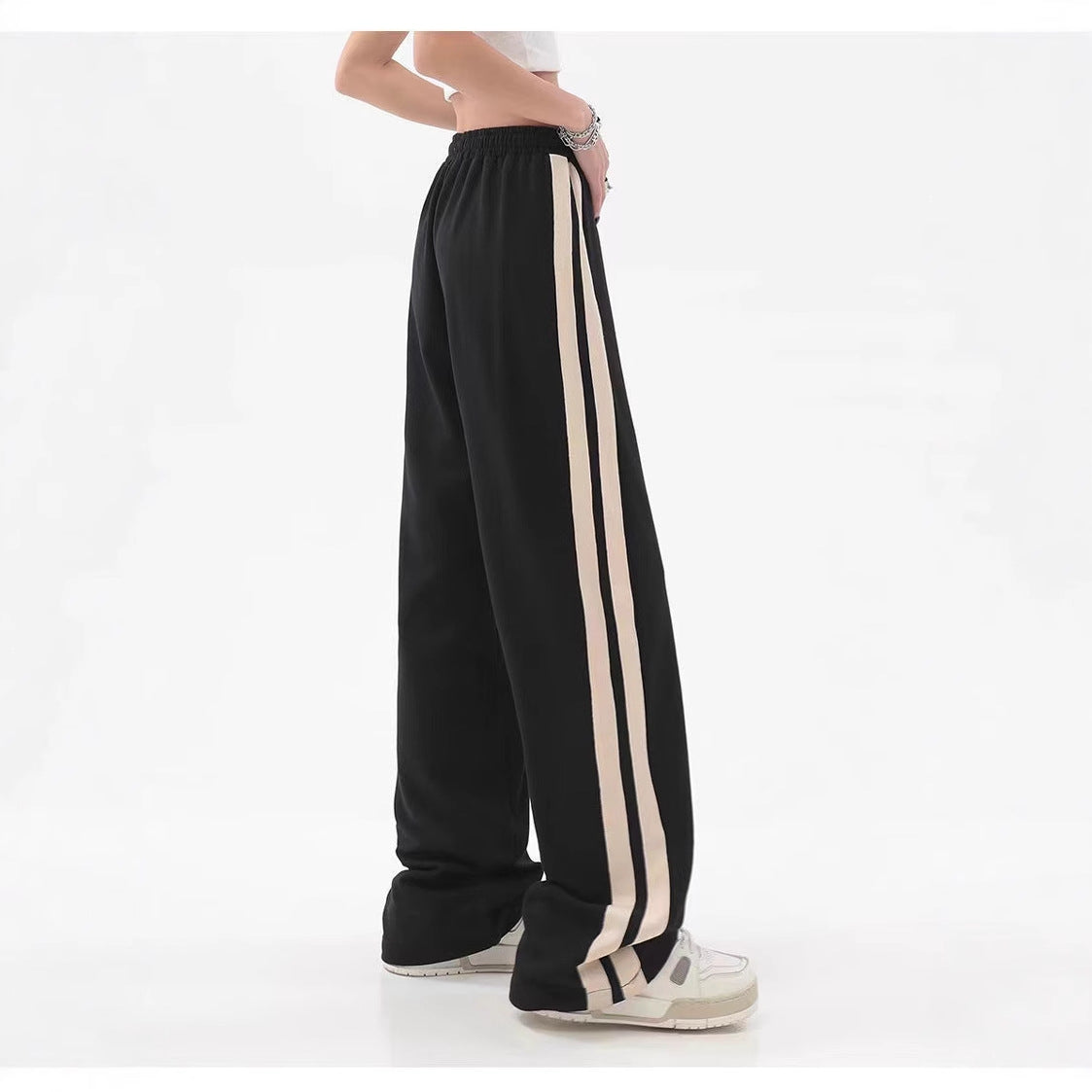 Striped High Waist Wide Leg Sweatpants