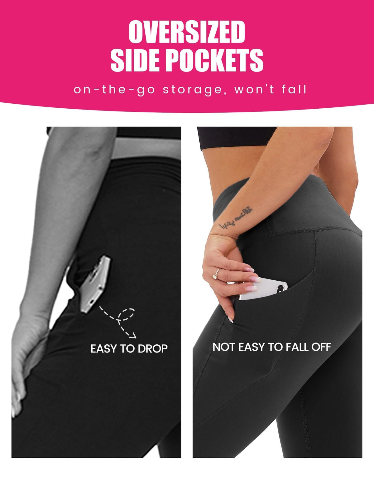 Cropped High-Waisted Yoga Pants with Slanted Pockets