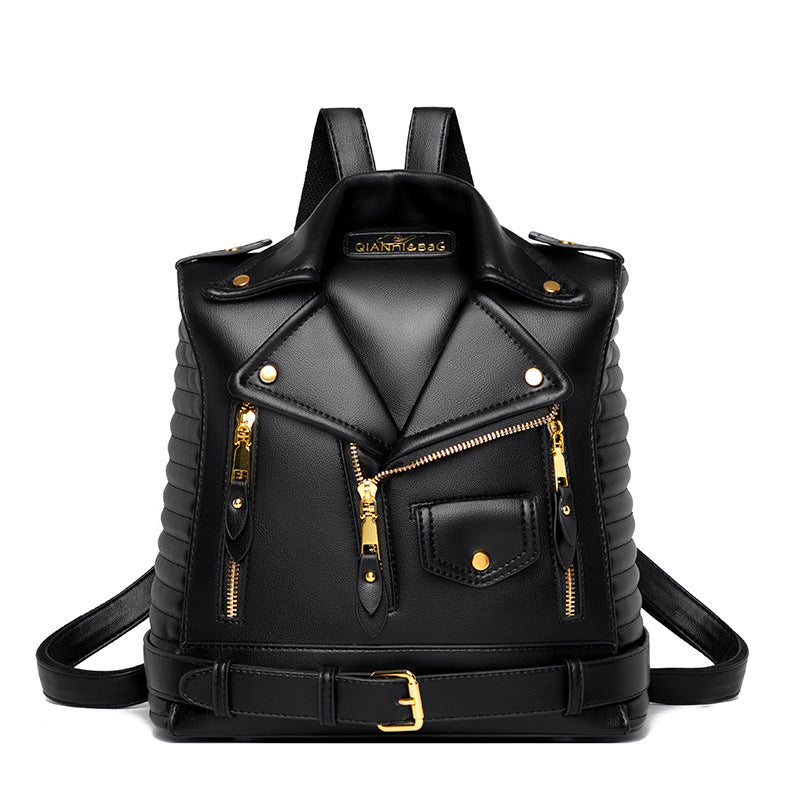 Soft Leather Jacket Trendy Wild Clothes Backpack