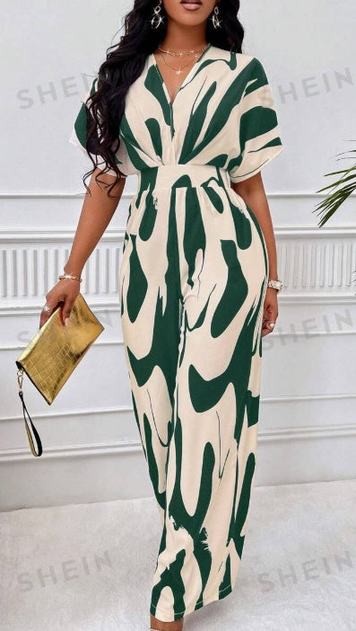 Animal Printed Batwing Jumpsuit