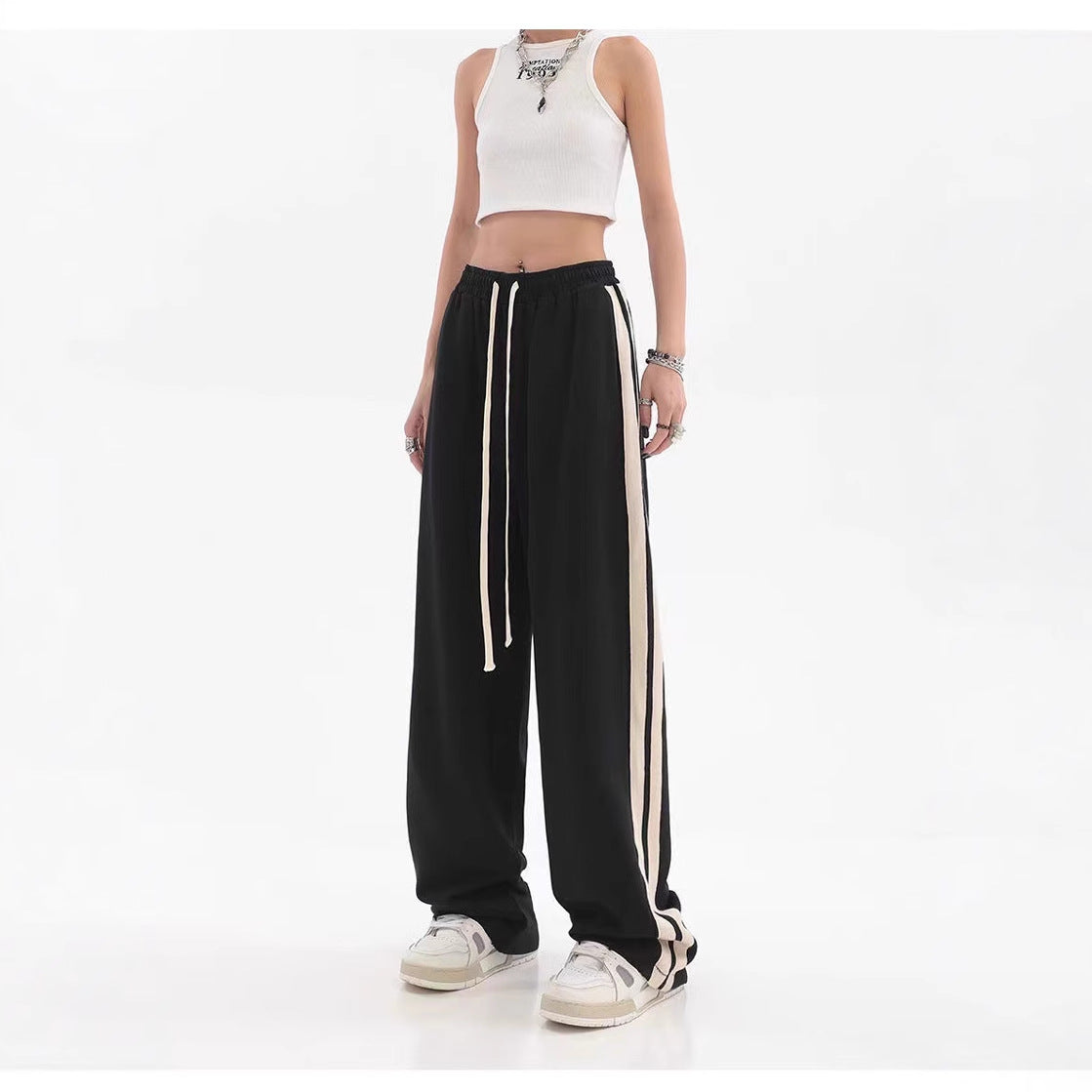 Striped High Waist Wide Leg Sweatpants