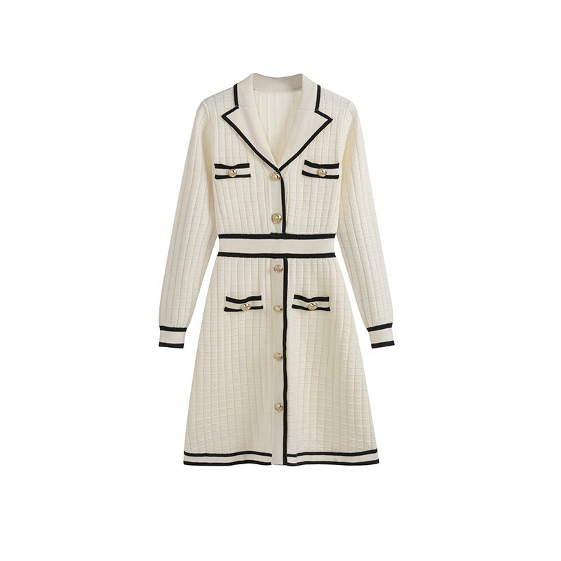 Classic Knitted Black White Dress