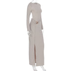 Obsidian Allure Ruched Cutout Maxi Dress