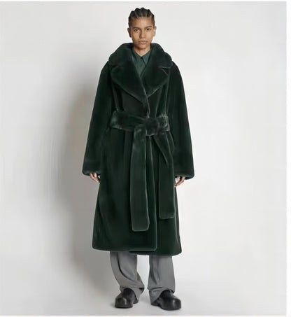 Thickened Long Plush Trench Coat