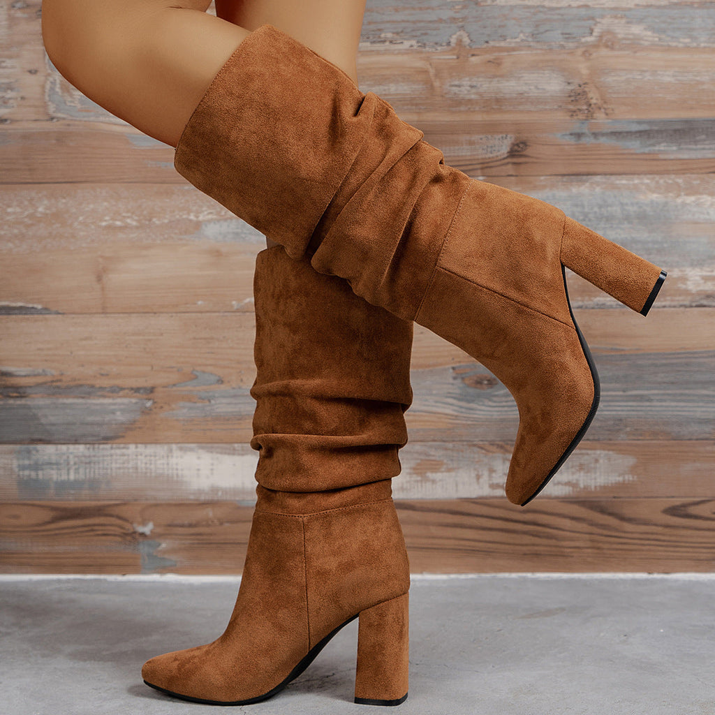 European & American Slip-On High Heel Fashion Boots – Women’s Elegant Booties