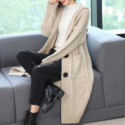 Yarn Twist Long Knitted Cardigan Coat