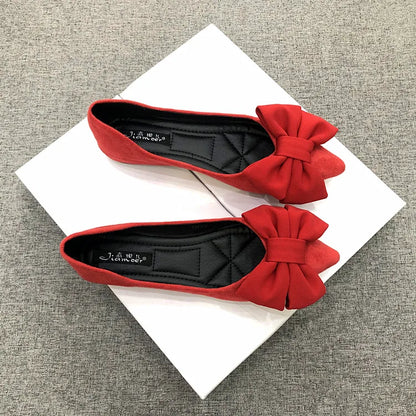 Women's Flats with Bow Flat Heel Ladies Shoes for Women Flats Comfortable Butterfly-knot Nude Flats Zapatos De Mujer Loafers