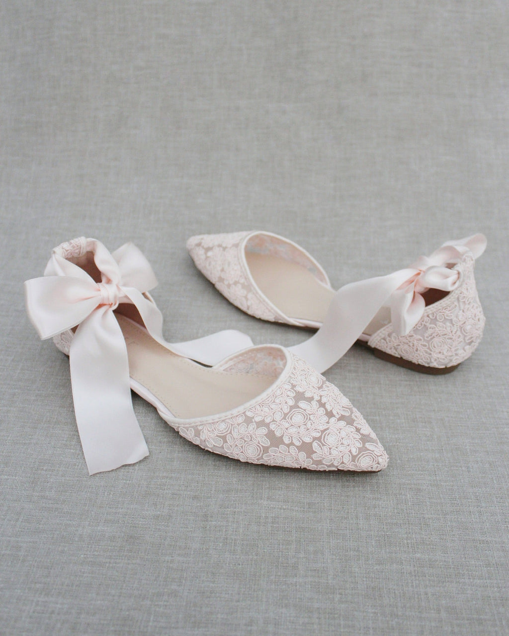 Crochet Lace Pointy Toe with Ankle Tie or Ballerina Lace Up