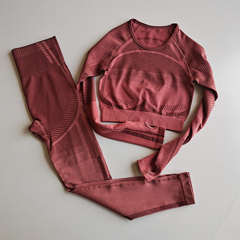 Women's Striped Activewear Set – Gym Leggings & Sports Top