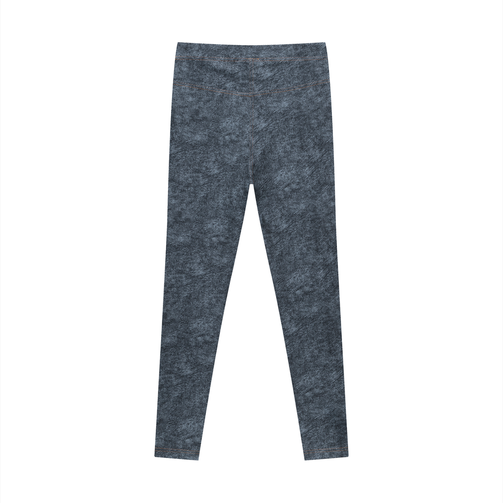 Faux Denim Zip-Fly Leggings