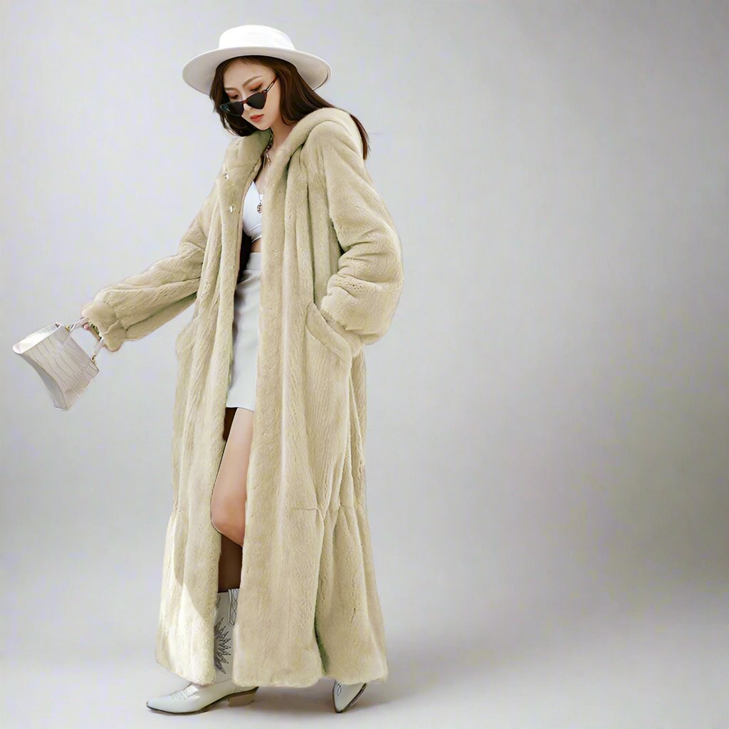 Hooded Long Fur Coat