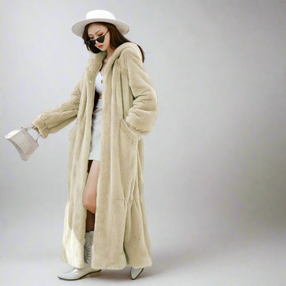 Hooded Long Fur Coat