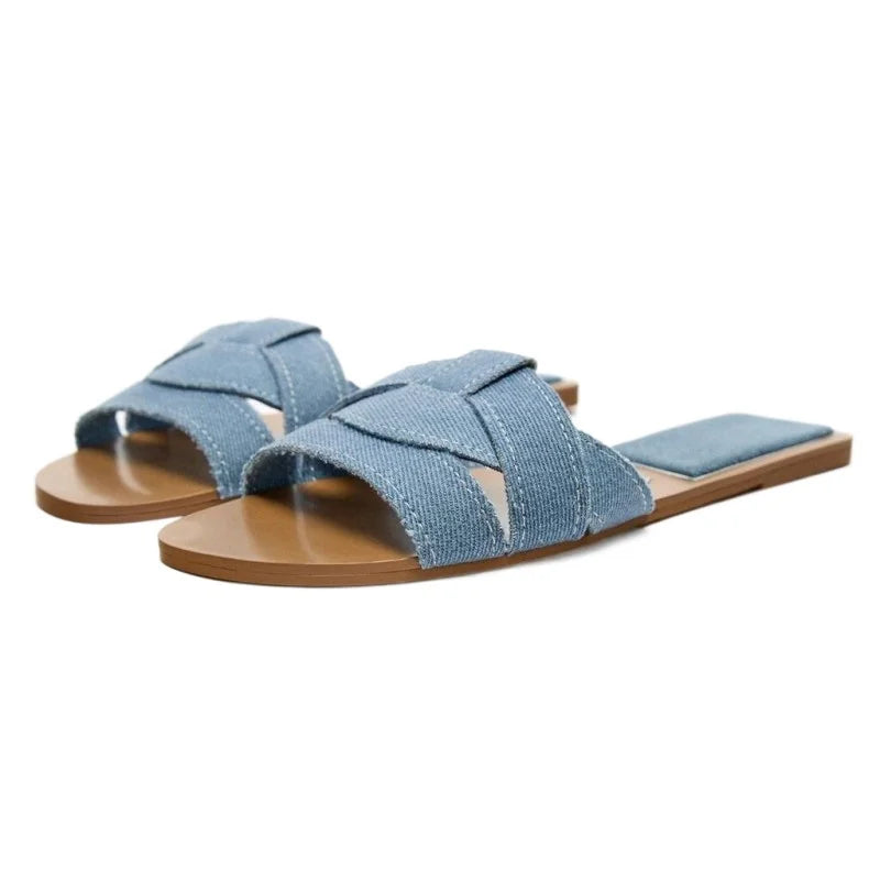 Blue Denim Flat Slippers