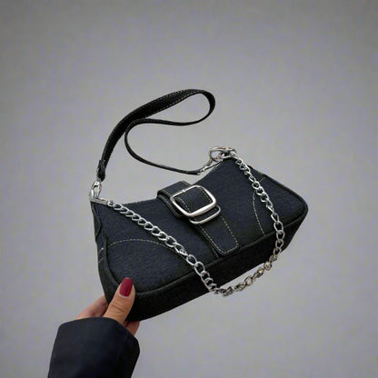 Chains Buckle Style Denim Bag