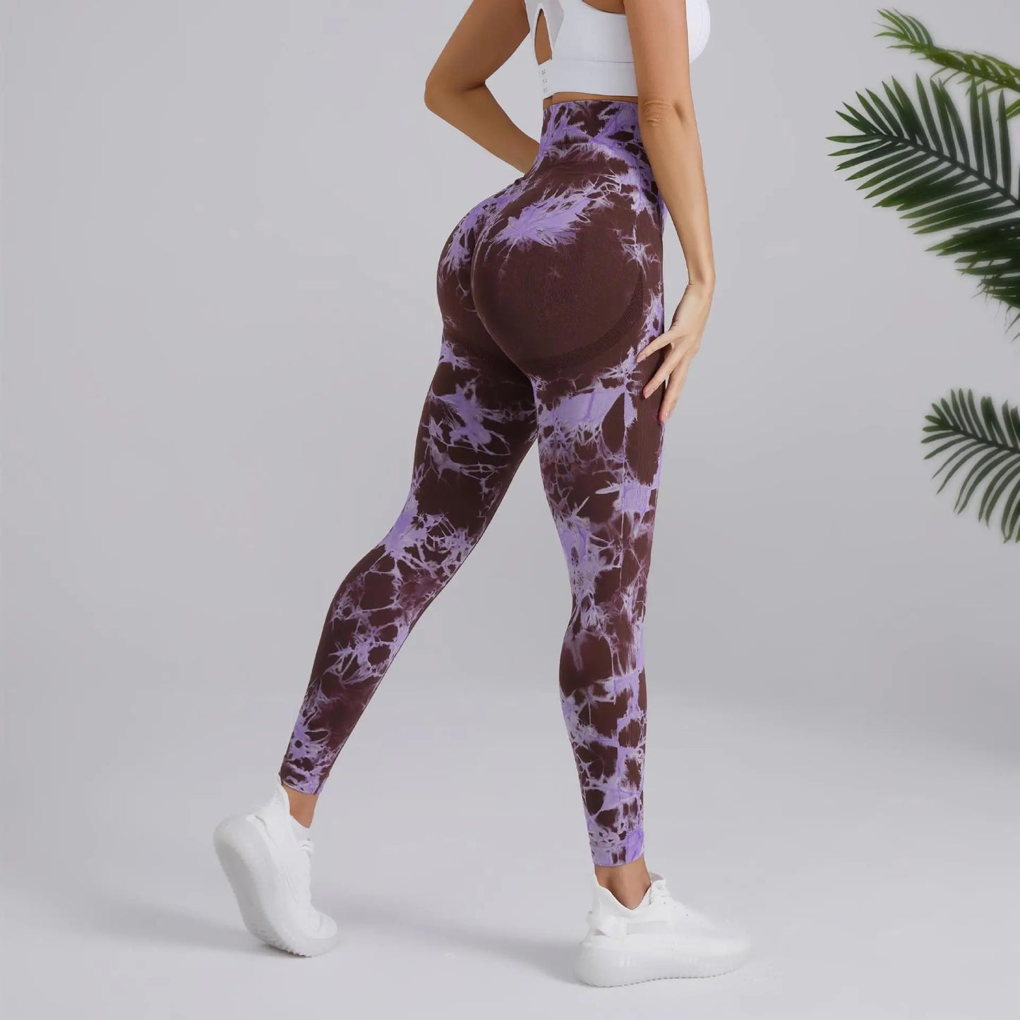 Seamless Peach Yoga Pants Women's Dual Color Tie Dye Tie Float High Waist Sports  Leggings Lifting Hip Running Fitness Leggings