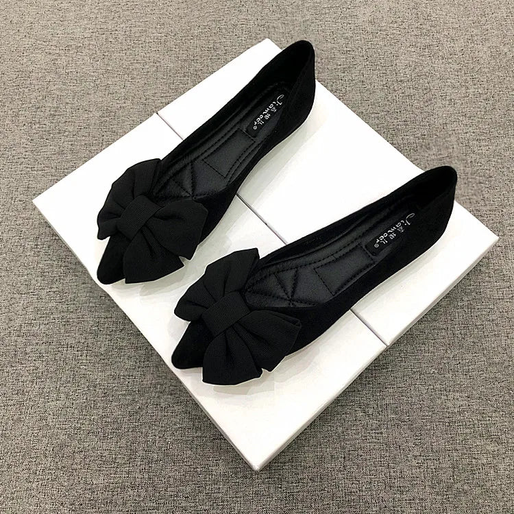 Women's Flats with Bow Flat Heel Ladies Shoes for Women Flats Comfortable Butterfly-knot Nude Flats Zapatos De Mujer Loafers