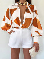Animal Print Collar Blouse