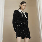Classic Velvet Polk A Dot Two-piece Set