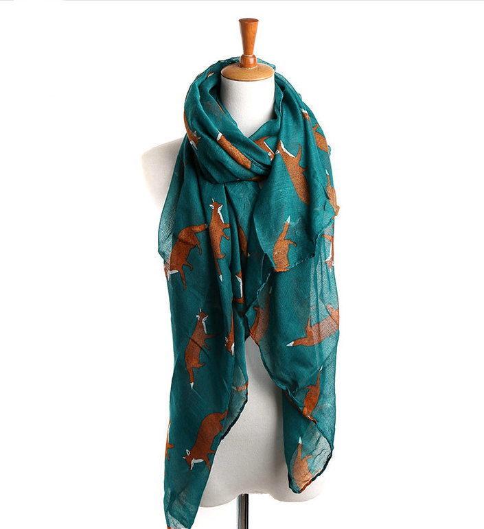 Grey Voile Fox Scarf