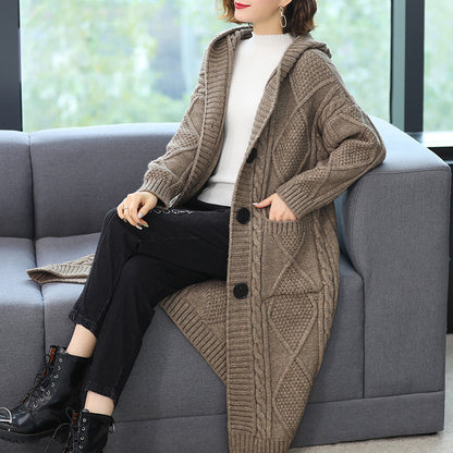 Yarn Twist Long Knitted Cardigan Coat