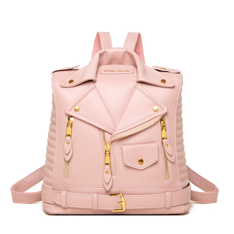 Soft Leather Jacket Trendy Wild Clothes Backpack