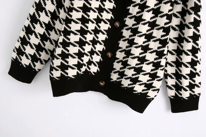 Houndstooth coat sweater cardigan