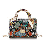 Colorful Snake Print Silk Scarf Handbag