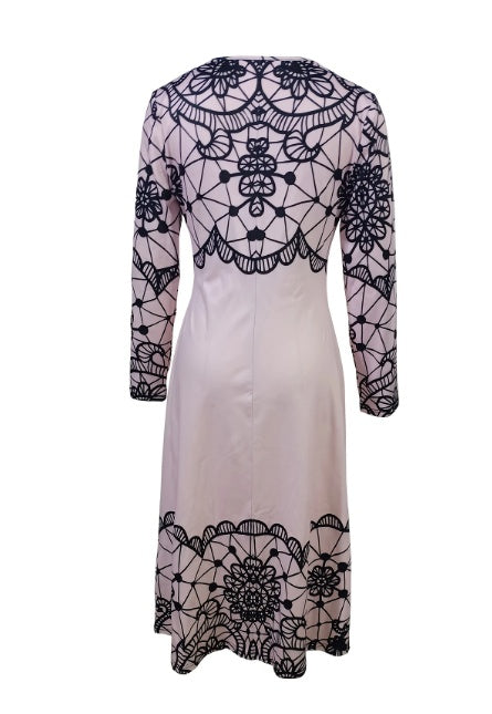 Ladies' Round Neck Printed Fashionable Dress