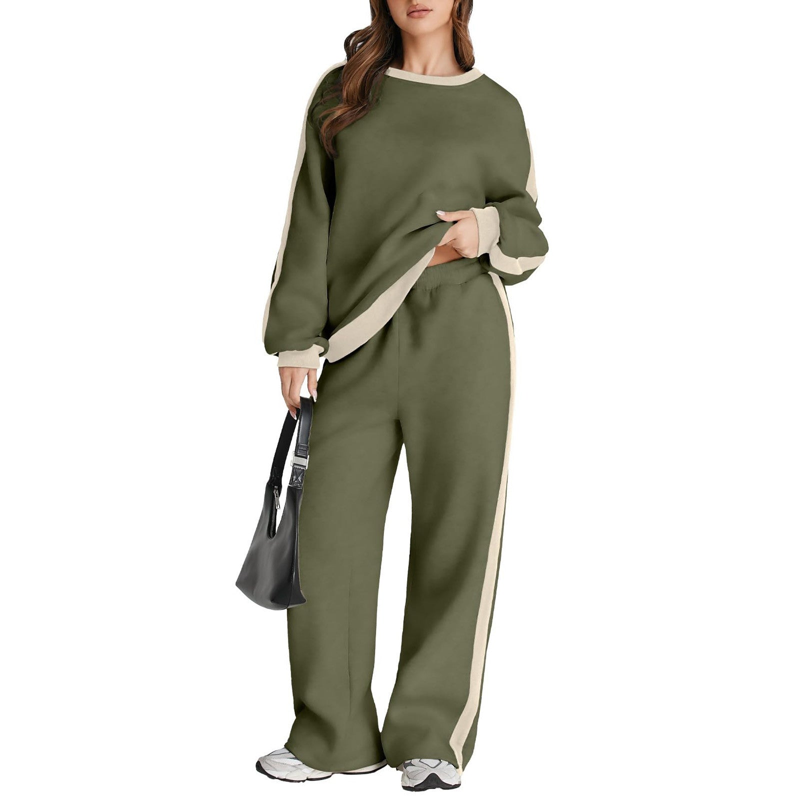 Trimming Pullover hoodie and sweatpants Set