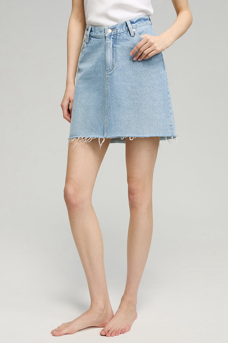 V-Waist Denim Mini Skirt HJ811