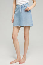 V-Waist Denim Mini Skirt HJ811