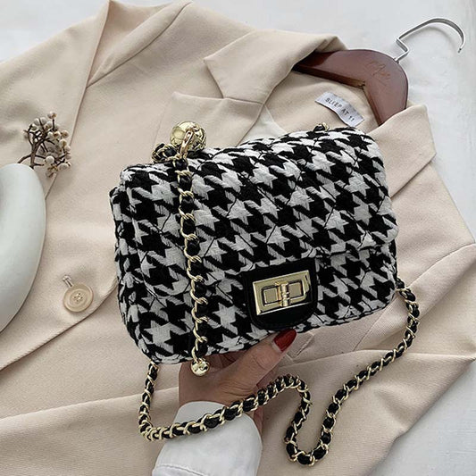 Small All-match Houndstooth Crossbody Bag