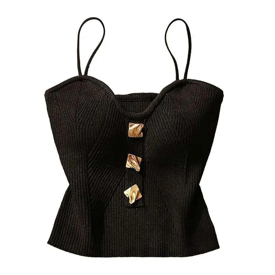 Spaghetti Strap Backless Knitted Camisole