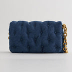 Oversized Denim Quilted Shoulder Bag