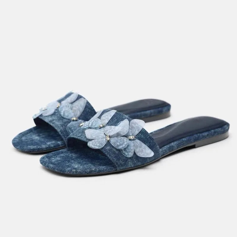 Flowers Sandals Woman 2024 Jean Blue Women Platform Sandals Women's Slippers Flat Sandal Cloud Slipper Women's Shoes Sale