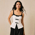 Stylish Commuter Color-blocked Waist-cinching Vest