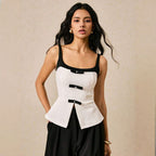 Stylish Commuter Color-blocked Waist-cinching Vest
