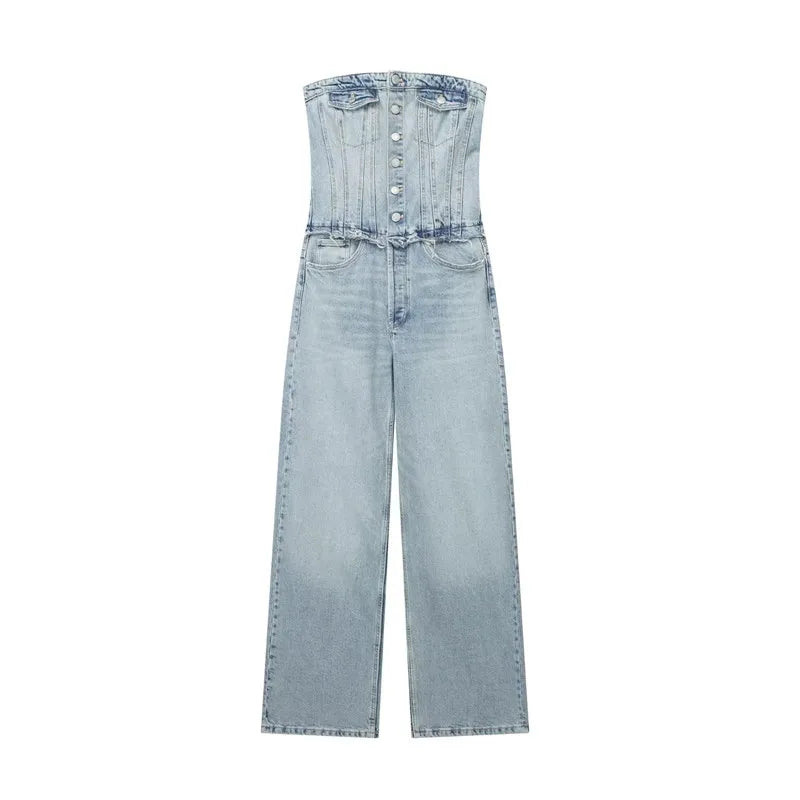 Corset Denim Jumpsuit