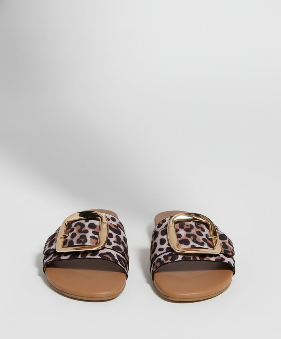 Buckle Leopard Slippers