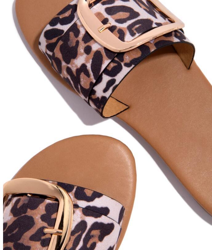 Buckle Leopard Sandals